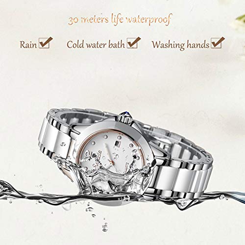 LIGE Relojes Mujeres Moda Impermeable Acero Inoxidable Ceramica Cuarzo Analógico Relojes Señoras Negocio Reloj de Pulsera para Niñas