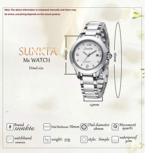LIGE Relojes Mujeres Moda Impermeable Acero Inoxidable Ceramica Cuarzo Analógico Relojes Señoras Negocio Reloj de Pulsera para Niñas