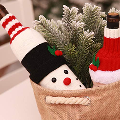 Lightblue - Funda para botella de vino de Navidad, decoración de Navidad para fiestas de Navidad, decoración de mesa, felpa, Muñeco de nieve de Navidad., 30*12cm