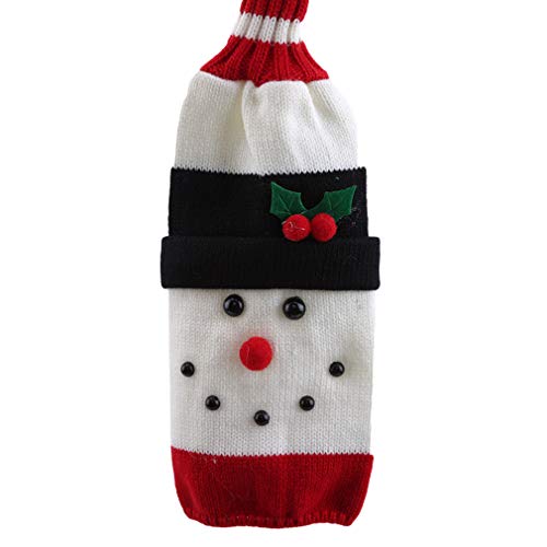 Lightblue - Funda para botella de vino de Navidad, decoración de Navidad para fiestas de Navidad, decoración de mesa, felpa, Muñeco de nieve de Navidad., 30*12cm