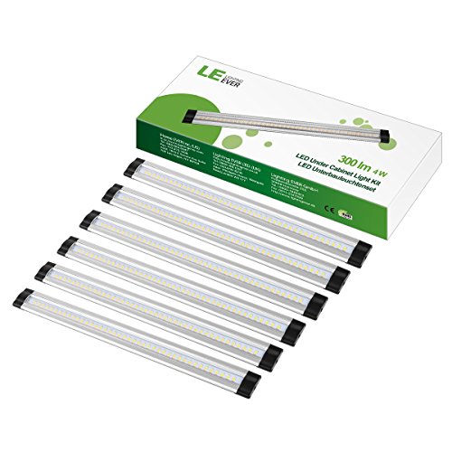 Lighting EVER Pack de 6 Luces LED 24W = 48W Fluorescente, 1800 Lúmenes, Accesorios Incluidos para Armario Vitrina Encimera, Blanco Cálido