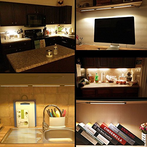 Lighting EVER Pack de 6 Luces LED 24W = 48W Fluorescente, 1800 Lúmenes, Accesorios Incluidos para Armario Vitrina Encimera, Blanco Cálido