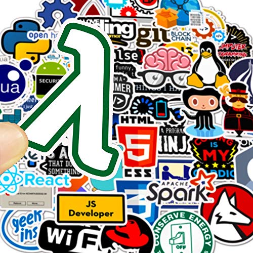 LIHUIO Pegatinas de programación Java JS PHP Docker Bitcoin HTML Cloud Language App Logo Pegatinas Divertidas para portátil Coche DIY Pegatinas 50 Piezas