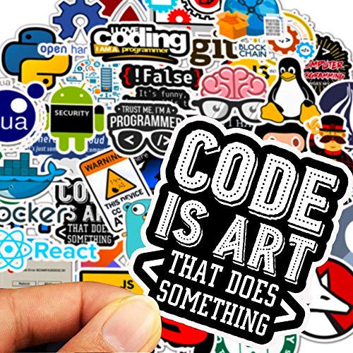 LIHUIO Pegatinas de programación Java JS PHP Docker Bitcoin HTML Cloud Language App Logo Pegatinas Divertidas para portátil Coche DIY Pegatinas 50 Piezas