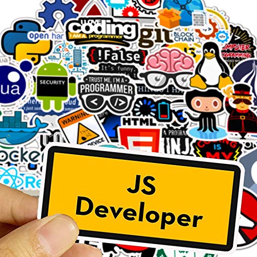 LIHUIO Pegatinas de programación Java JS PHP Docker Bitcoin HTML Cloud Language App Logo Pegatinas Divertidas para portátil Coche DIY Pegatinas 50 Piezas