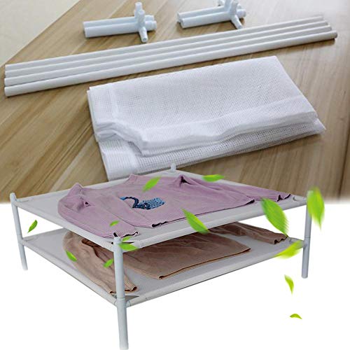 LIJUMN Estante De Secado De Suéter De 2 Paquetes Estante De Ropa De Malla Apilable Estante De Red Seca, Blanco 27.56 X 27.56 Pulgadas