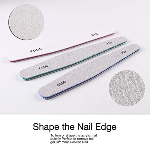 Lima De uñas Profesional Gel Acrílico Limas uñas 100/150/180/220/240/280/1000/4000 grit Bloque de pulido Doble cara papel de lija esmerilado Pulido Manicura 6 Piezas