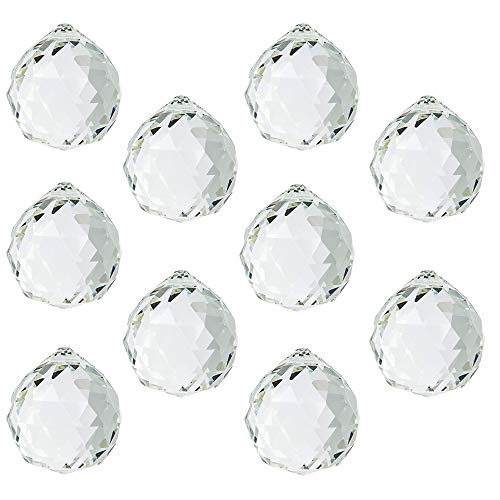 Limeow Cristal de la Ventana Prismas Bola Cristal Transparente facetado Bola de Cristal Prismas Bola de Cristal Arcoíris 30 mm para Ventanas Feng Shui o decoración en hogar Bodas y Fiestas 10 Piezas