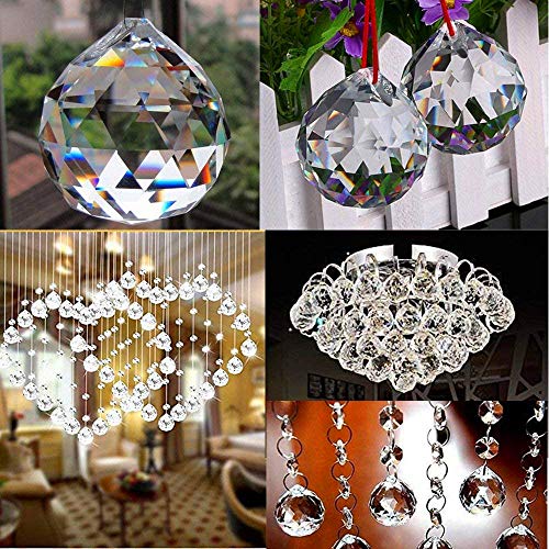 Limeow Cristal de la Ventana Prismas Bola Cristal Transparente facetado Bola de Cristal Prismas Bola de Cristal Arcoíris 30 mm para Ventanas Feng Shui o decoración en hogar Bodas y Fiestas 10 Piezas