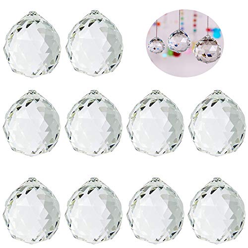 Limeow Cristal de la Ventana Prismas Bola Cristal Transparente facetado Bola de Cristal Prismas Bola de Cristal Arcoíris 30 mm para Ventanas Feng Shui o decoración en hogar Bodas y Fiestas 10 Piezas