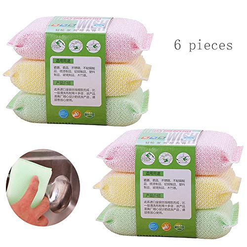 Limeow Estropajos Cocina antibacterianos Doble Estropajo no Olor Cepillo Esponja limpiadora para Platos Esponja de lufa para Lavar Platos Esponjas Limpieza Multiusos Baños y Cocinas 6 pcs