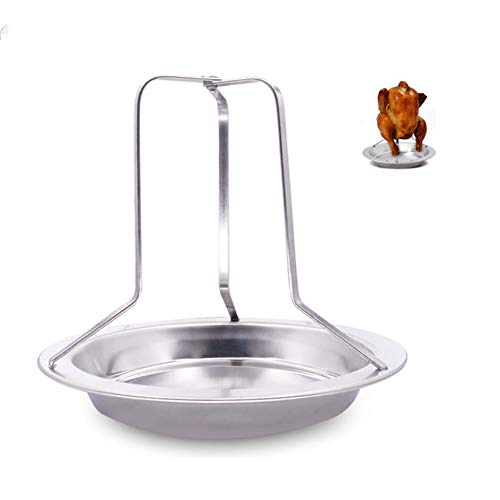 Limeow Inoxidable Barbacoa Soporte De Pollo Soporte De Pollo Vertical Rack de Pollo de Acero Inoxidable Puesto de Pollo con Bandeja de Goteo para Barbacoa en Casa de Plata al Aire Libre