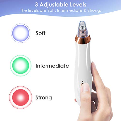 Limpiador de Poros, EIVOTOR Aspirador de Espinillas Puntos Negros Eléctrico USB Recargable Regalo 5 Kit Blackhead Remover 5 Cabezales y 3 Velocidad Potente para Eliminación de Espinillas y Acné