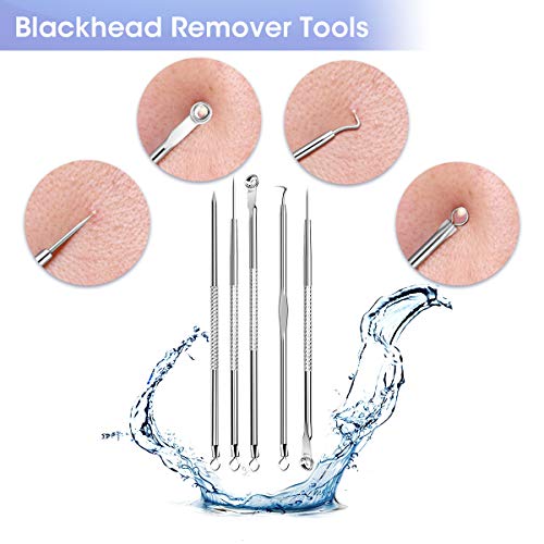 Limpiador de Poros, EIVOTOR Aspirador de Espinillas Puntos Negros Eléctrico USB Recargable Regalo 5 Kit Blackhead Remover 5 Cabezales y 3 Velocidad Potente para Eliminación de Espinillas y Acné