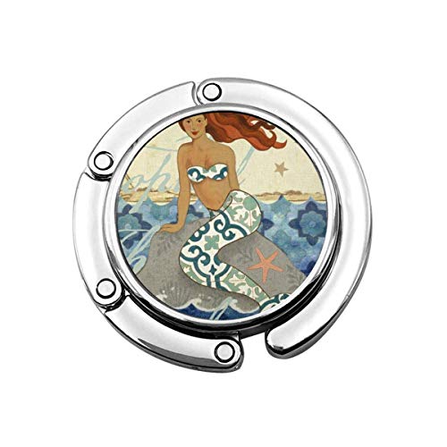 Lindo colgador plegable para mesa,Gancho personalizado para coche sirena en las rocas
