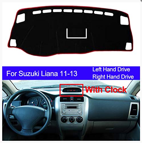 linfei Car Dashboard Cover Dash Mat para Suzuki Liana 2011-2013 con Reloj Dashmat Pad Carpet Dash Board Sun Shade Left Negro