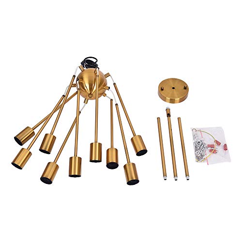 Lingkai Lámpara colgante moderna Sputnik Lámpara industrial Vintage Metal 9 tomas E27 Luces de techo para sala de estar Dormitorio Comedor Restaurante Lámparas colgantes Oro