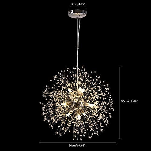 Lingkai Moderno LED Lámpara de techo de cristal Elegante Bolas de cristal Lámpara colgante para el dormitorio Sala de estar Restaurante Comedor de montaje empotrado Lámpara colgante Φ50cm (Chrome)