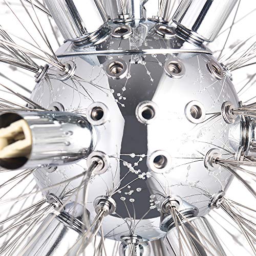 Lingkai Moderno LED Lámpara de techo de cristal Elegante Bolas de cristal Lámpara colgante para el dormitorio Sala de estar Restaurante Comedor de montaje empotrado Lámpara colgante Φ50cm (Chrome)
