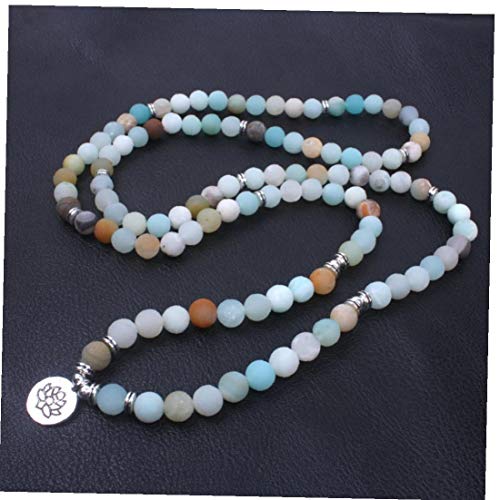 linjunddd La Moda del `s Gotea La Pulsera Helada Mate Amazonita con Encanto Om Yoga Regalo Elegante Pulsera para Hombre Mujeres