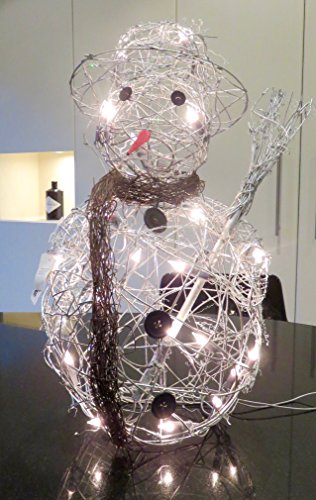 Link products ltd Light Up Silver Snowman. 46cm de alto. Marco de alambre de la figura de la rota. lndoor uso luces de hadas funciona con pilas sin baterías