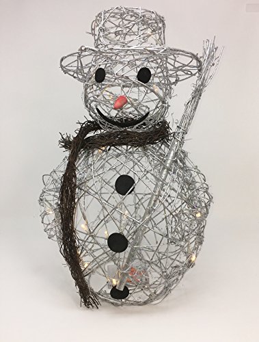 Link products ltd Light Up Silver Snowman. 46cm de alto. Marco de alambre de la figura de la rota. lndoor uso luces de hadas funciona con pilas sin baterías