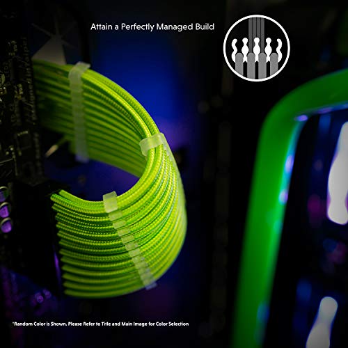 LINKUP - Cable con Manguito - Prolongación de Cable para Fuente de Alimentación con Kit de Alineadores | 1x 24P (20+4) | 1x 8P (4+4) CPU | 2X 8P (6+2) GPU Set | 50CM 500MM - Verde Metalizado