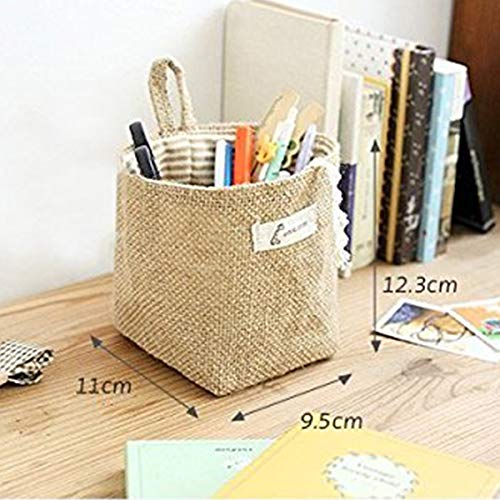 Lino y algodón bolsa de almacenamiento cesta plegable bolsa de almacenamiento cesta con asa,organizar caja para armario de casa (Paquete De 4)