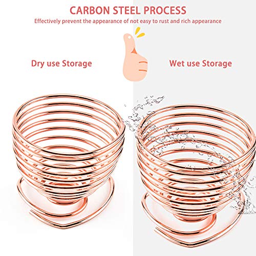 LINVINC Taza de Huevo de Metal - Spiral Juego de Hervido Hueveras para Huevos de Cocina y Desayuno, Plateado, Oro Rosa, Oro