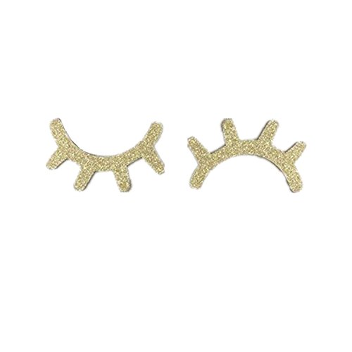 LIOOBO 1 Par 3D Pegatinas Pared Pestañas Ojos Cerrados Decoraciones de Pared de Madera Etiqueta de Pared (Dorado)