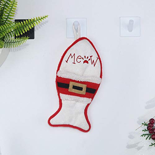 LIOOBO 4 Piezas Calcetín De Navidad De Tela Hueso De Peces s Medias Caramelos Bolsa Cubiertos Dulce Colgante árbol De Navidad Ornamento