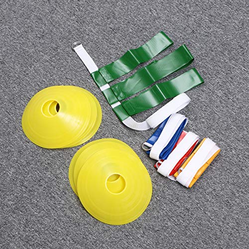 LIOOBO Conjunto de Bandera de fútbol cinturón de Bandera de fútbol Americano 4 Piezas con Conos de Placa de Plato 6 Piezas Bandeja de Marcador de obstáculos para Jugador de fútbol