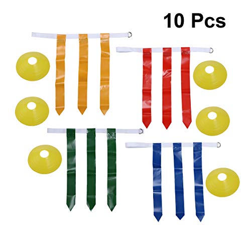 LIOOBO Conjunto de Bandera de fútbol cinturón de Bandera de fútbol Americano 4 Piezas con Conos de Placa de Plato 6 Piezas Bandeja de Marcador de obstáculos para Jugador de fútbol