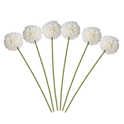 LIOOBO Taller de Flores de Hortensia Artificial con pétalos de Seda para la decoración de Fiestas Paquete Blanco de 6