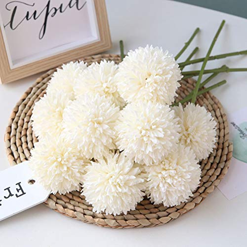 LIOOBO Taller de Flores de Hortensia Artificial con pétalos de Seda para la decoración de Fiestas Paquete Blanco de 6