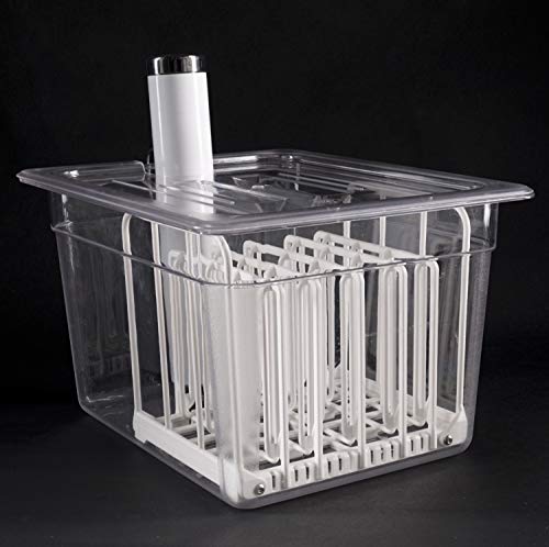 LIPAVI N10 Sous Vide Rack - Adjustable, Collapsible, Ensures even warming with Sous Vide Cooking - White Polycarbonate with 316L Stainless steel weights - Fits LIPAVI C10 Container