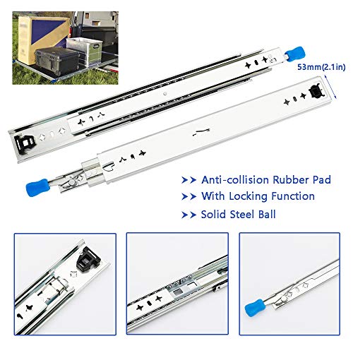 LiQJ Guías para Cajones Corredores De Cajón De Extensión Completa con Cojinete Deslizante De Alta Resistencia, 120kg, 1 Par (2 Piezas), Varias Longitudes