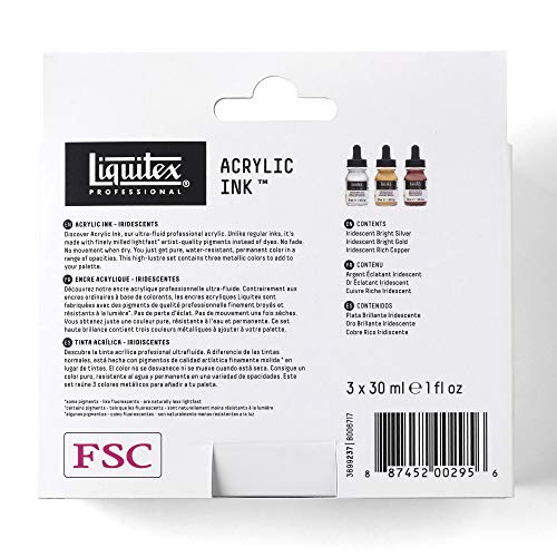LIQUITEX Pintura acrílica, Color:, Iridiscentes, 3 x 30 mL
