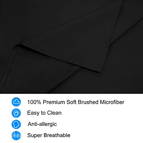 Lirex Sábana Encimera, [Versión revisada] Tamaño King Hoja Plana de Microfibra Extra Suave, Lavable a Máquina sin Arrugas, Transpirable - Negro