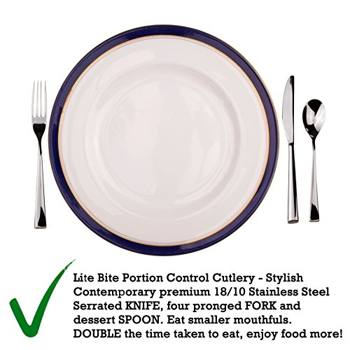 Lite Bite - Cubertería para control de porciones (3 piezas), acero inoxidable 18/10, ayuda de entrenamiento para comer más lentamente