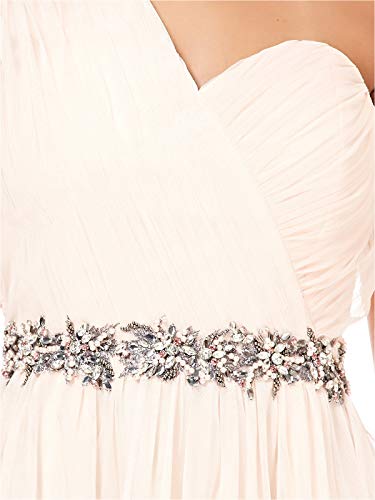 Little Mistress - Vestido de Malla con un Hombro al Aire Estilo promoción para Mujer (38 EU) (Nude)