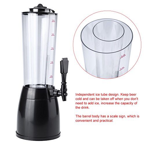 Liukouu Dispensador de Bebidas 2.5L Máquina dispensadora de Cerveza Tubo de Hielo con cámara de Hielo extraíble para Servir Whisky/Licor/Cerveza/Jugo de Agua(Negro)