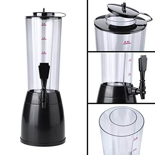 Liukouu Dispensador de Bebidas 2.5L Máquina dispensadora de Cerveza Tubo de Hielo con cámara de Hielo extraíble para Servir Whisky/Licor/Cerveza/Jugo de Agua(Negro)