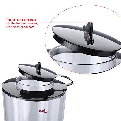 Liukouu Dispensador de Bebidas 2.5L Máquina dispensadora de Cerveza Tubo de Hielo con cámara de Hielo extraíble para Servir Whisky/Licor/Cerveza/Jugo de Agua(Negro)