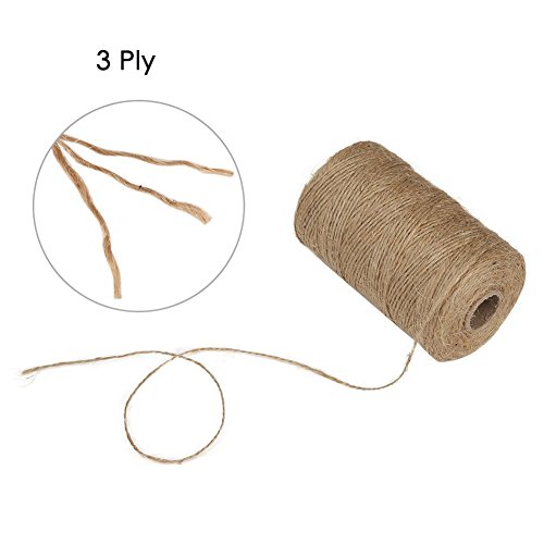 LIVEHITOP 200m Natural Cuerda de Yute, Verde Cordel de Cáñamo con 20 Clips para Jardinería Fotos Floristería Regalos Manualidades Decoración (2x100m)