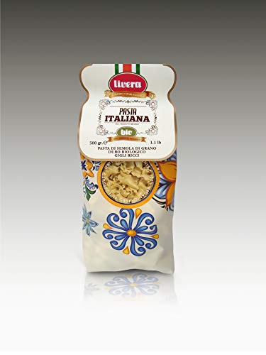 Livera Gigli Ricci Bio 4 X 500 Gr, Pasta Cortas BIO de Sémola de Trigo Duro Bio 100% Made in Italy, Gigli Ricci Elaborada en Bronce, Empaque de Pasta Seca de Alta Calidad, Cocina 12'