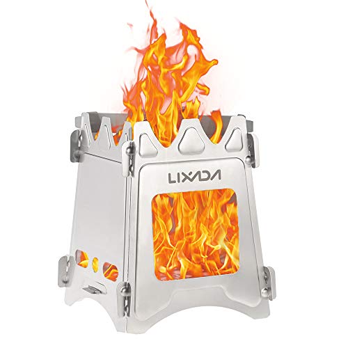 Lixada Estufa de Leña Camping Portátil Ligero Compacto Hornillo Alcohol para Camping Trekking Mochilero BBQ Picnic