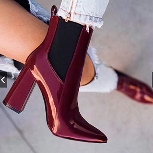 Lixibei Womens Chelsea Botas del Tobillo Medio Alto Bloque de Pata elástico Tire de escudete Casual Montar a Caballo del Motorista de Invierno Botines,38