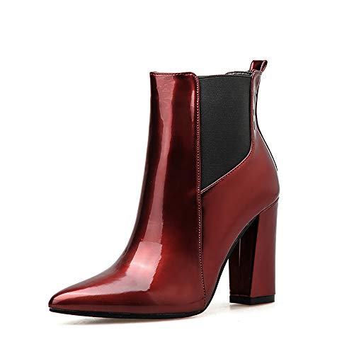 Lixibei Womens Chelsea Botas del Tobillo Medio Alto Bloque de Pata elástico Tire de escudete Casual Montar a Caballo del Motorista de Invierno Botines,38