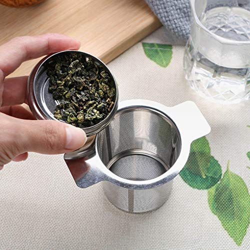 Lixuejian Juego de manillas de Infuser del té con la Tapa del Filtro con Tapa de Acero Inoxidable de Malla Fina de café Tetera Taza Colgante de Las Hojas Intercambiables colador de té